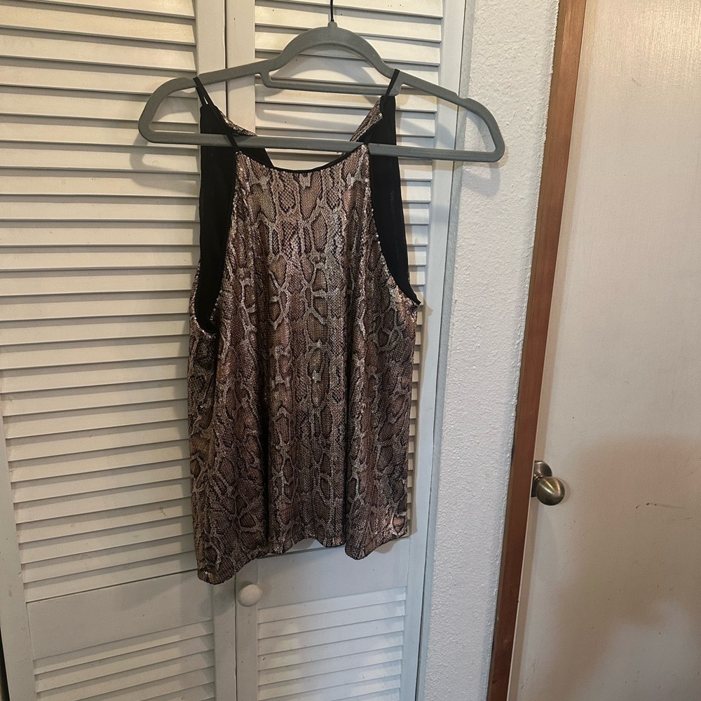 Zara Black and Brown Tank Top with Flowy Design